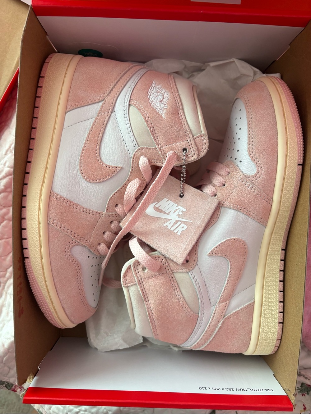 Nike Pink and White Air Jordan 1 Mid Suede Sneakers